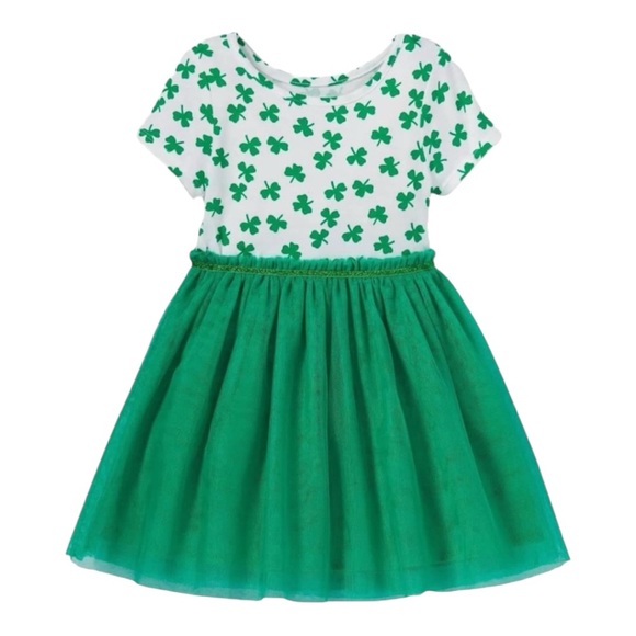 Cat & Jack Girls Tulle Short Sleeve St. Patrick’s Day Dress - Picture 1 of 12